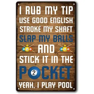 Funny Billiards Aluminum Sign, Pool Table Accessories, Pool Room Decor, Playing Pool Metal Sign, Billiards Gifts For Men, Billiard Hall Decoration Signs 8 X 12 Inches