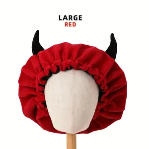 CozyDouble-LayeredDevil'sCornerSleepCap-WarmFleece,Non-StretchPolyesterwithCuteAnimalEars,AdjustableDrawstringClosure-PerfectforHomeComfort&Halloween-HandWashable,CozyHeadwear|AnimalThemeCap|SoftTextureCap-tt Haircare