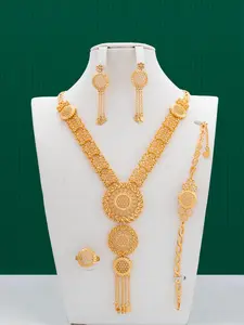 Sunflower Design Jewelry Set, Jewellery Gift Set, Elegant Necklace Earrings Bracelet Ring Set for Party, Daily Clothing Decor, Trendy All-match & Exquisite Jewelry for Birthday Gift