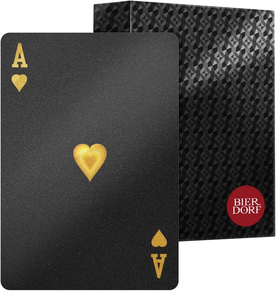 BIERDORF Diamond Waterproof Black Playing Cards, Poker Cards, HD, Deck of Cards (Black)