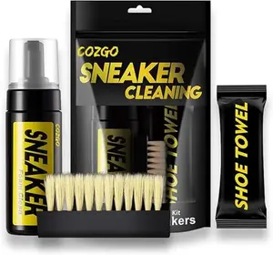 COZGO Shoe Cleaner Kit for Sneaker, Water-Free Foam Sneaker Cleaner 5.3Oz with Shoe Brush and Shoe Cloth,Work on Most Shoes