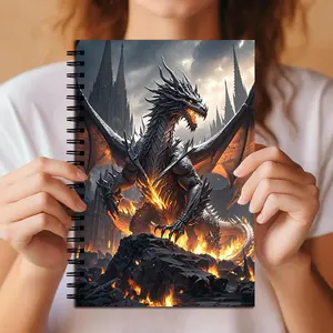 Fire Breathing Dragon Spiral Notebook, Gothic Dark Fantasy Design, College Ruled Paper, Hardcover Journal for Writing, Note Taking, School & Office