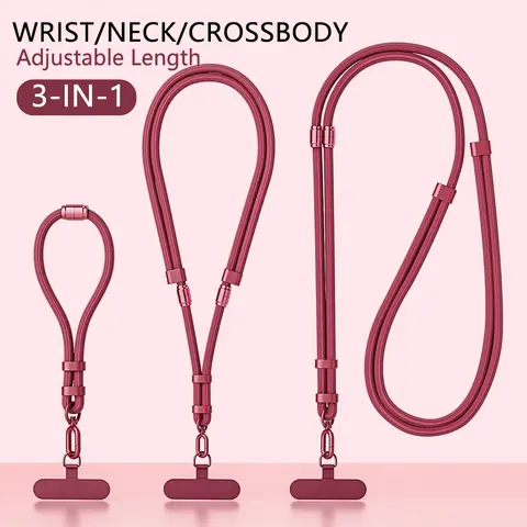 Women's 3-in-1 Durable Nylon Cellphone Lanyard Strap - Universal Clip-On Smartphone Holder, Anti-Theft Anti-Drop Protection Accessory, Adjustable Crossbody Phone Sling for Everyday Use