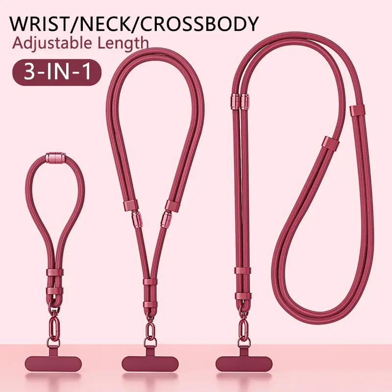 3-in-1 Adjustable Nylon Smartphone Lanyard Strap - Universal Cellphone Holder with Secure Clip, Phone Sling, Durable, Stylish for Men, Anti-Theft, Anti-Drop Mobile Phone Accessory