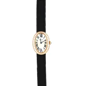 Pre-owned Cartier 18K Rose Gold (Au750) Small Leather Goods Mini Baignoire Pink Gold Quartz