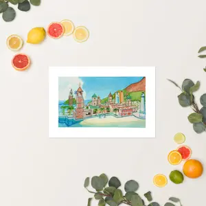 Isle Delfino 12"x18" Poster Print Super Mario Sunshine Watercolor Wall Artistic