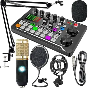 Portable Audio Interface Podcast Studio, Integrating Microphone Preamplifier, USB Charging Wireless Design, Suitable for Recording, Live Streaming, DJ