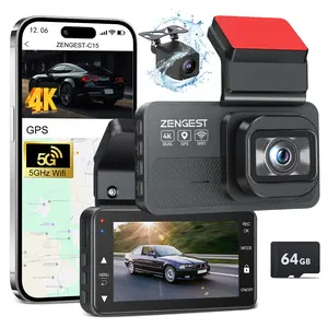 Smart Dual Dash Cam 4K+1080P | ADAS Lane & Collision Alerts | 5G WiFi + GPS App Control | 64GB + Loop Recording | Drive Aware