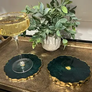 Forest Green & Gold Coasters - Set of 4
