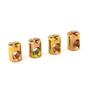 4 PCS M6 Spring Loaded Slotted Barrel Nuts Cross Dowels, Replacement Screws Cross Dowel Barrel Nuts with Part 100514 for Furniture Bed Crib and Chairs