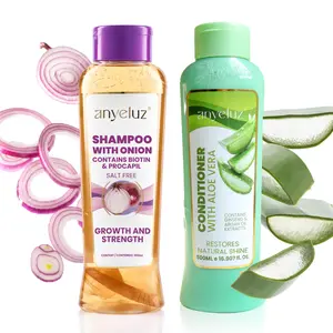 ANYELUZ Onion Shampoo and Aloe Vera Conditioner Set, Haircare with Biotin, Strengthens and Revitalizes, Removes Excess Oil and Residues, for All Hair Types