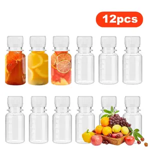 2oz Mini Juice Bottle, 12pcs Clear Shot Jar with Scale, Reusable Clear Shot Jar for Liquids Juice, Home Organizer