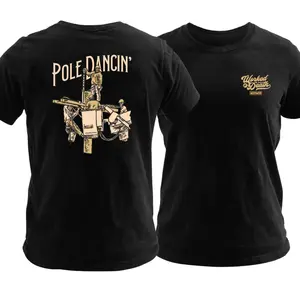 Pole Dancin’ Lineman T Shirt, Utility Lineman Graphic Tee with Power Pole Work Scene, Soft Cotton Blend Shirt, Worked to Death Tradesman Apparel for Men & Women, Funny Lineman Gift Idea