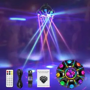 XDV 8-Eye RGBW Moving Head DJ Light – Dual Laser, 38 RGB Light Strips, Strobe, DMX512 Sound-Active Stage Lighting for Parties, Clubs & Events