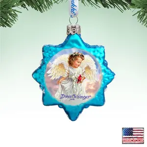Designocracy 778115-DG 3x2 in. Handcrafted Satin Christmas Angel with Cardinal Mercury Glass Decor Ornaments, Festive Gift for Home
