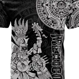 Azteca México Men's Casual T-Shirt with Short Sleeves and Aztec Design Tops for Men