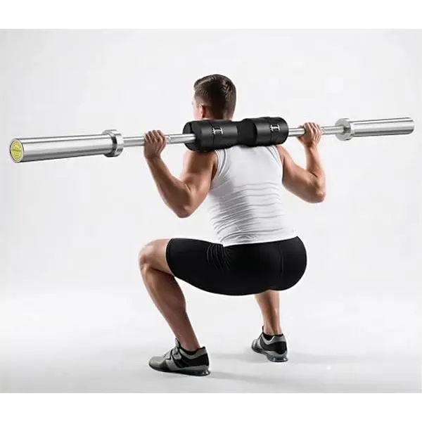 GARVEE 7FT Steel Barbell with Black Squat Pad - High Capacity 1000 LBS Strength Training Bar, Fits 2 in Weight Plates for Home Gym Squats, Deadlifts, Steel Bar