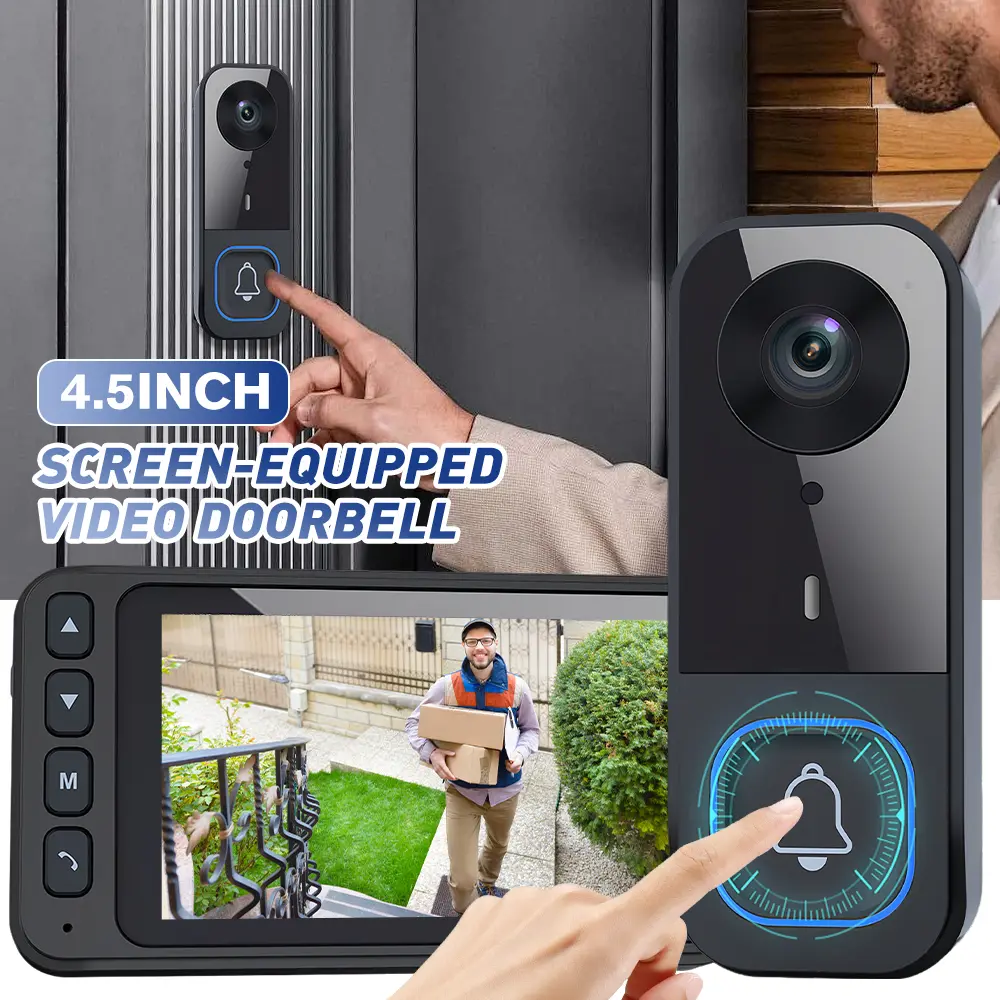 【Summerfinds】Doorbell Camera - Bluetooth Home Security System with SD Card Local Storage, No Subscription, 1080P Waterproof Video Intercom, Built-in Monitor, 2-Way Audio, 170° Wide View, Night Vision, Valentine’s Day Gift (Camera Doorbells & Intercoms)