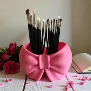 Makeup Brushes Pen or Pencil Holder in Stylish Bow Design for Organized Beauty Tools and Stationery