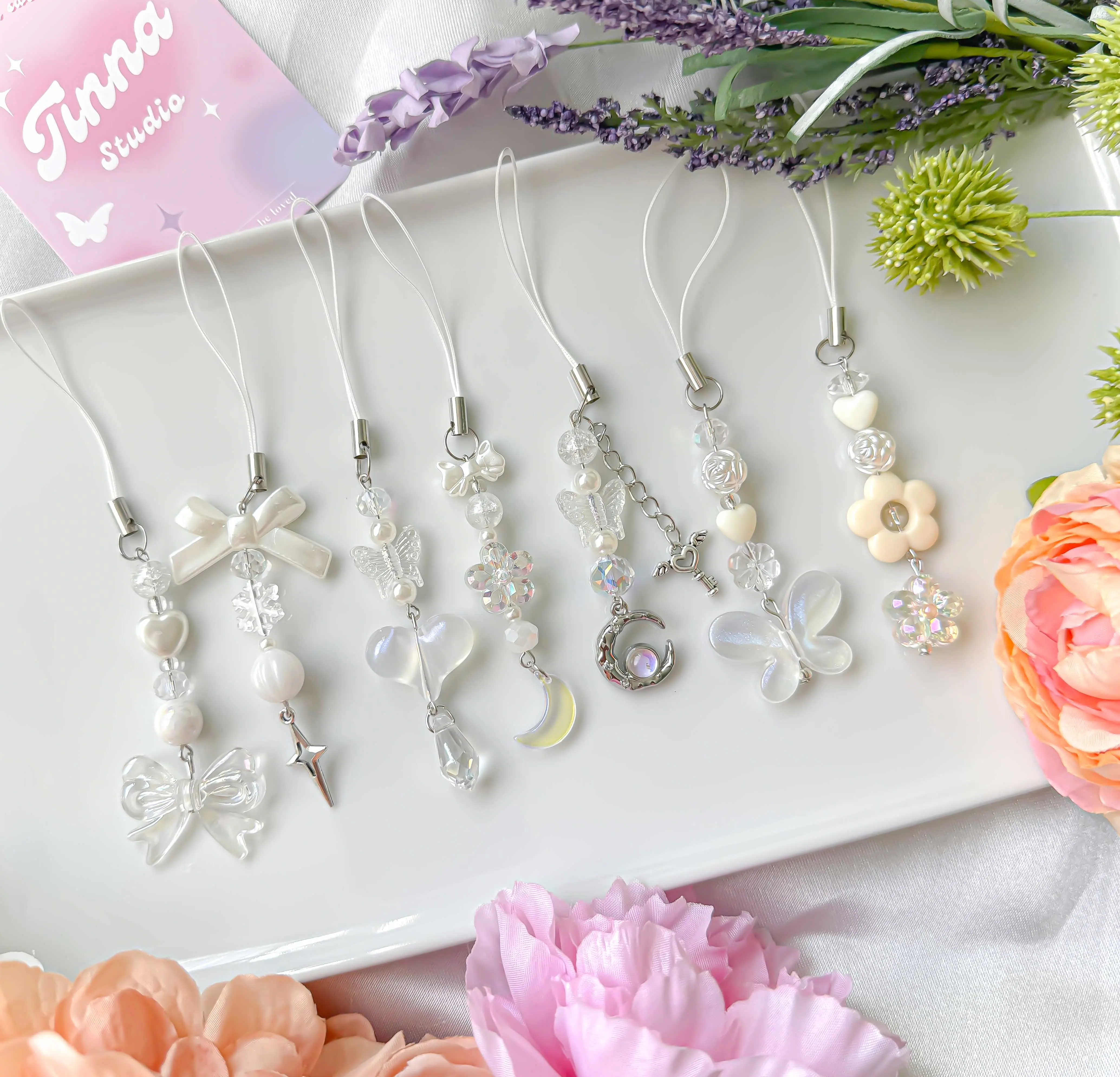 White Trendy Phone Charm Strap
