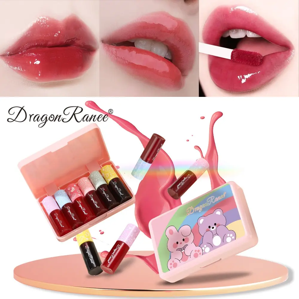 6-Piece Strawberry Color Lip Gloss Set Juicy Lipgloss Juicy Gloss with Moisturizing Hydrating Natural Finish Multi-Use Lip and Cheek Balm Non-Stick Design Lightweight Glossy Formula Bright Lip Makeup Perfect for Daily Wear and Special Occasions