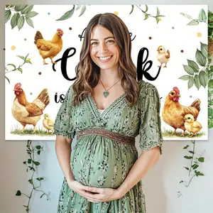 1Set A Little Chick is on The Way Backdrop Chicken Baby Shower Decorations Little Chick Backdrop Banner Barnyard Farm Animal Photography Background Baby Shower Supplies 5  3ft