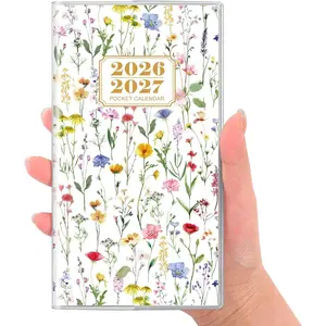 Pocket Calendar 2026-2027, Pocket Monthly Planner Jan 2026 - Dec 2027 for Purse, 6.7" X 3.7" 24-Month Small Planner, Academic Year Calendar, Compact Design with Plastic Sleeve