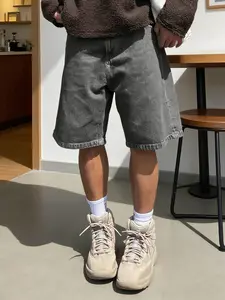 Men's Simple Washed Denim Shorts, Vintage Loose Fit Jeans, Casual Fashion, Perfect Gift for Boyfriend or Husband