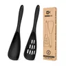 BundlePro Food Grade 2-Piece Silicone Anti-Adhesive Spatulas & Turners - Flexible Tip, Non-Stick, BPA-Free, Heat Resistant, Hanging Holes, Cooktop-Cleaning Bulge, Quick Hand Wash Mix/Scoop/Serve Cooking Accessories