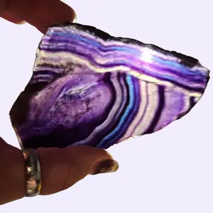 Beautiful Natural Rainbow Fluorite Crystal Sliced Specimen