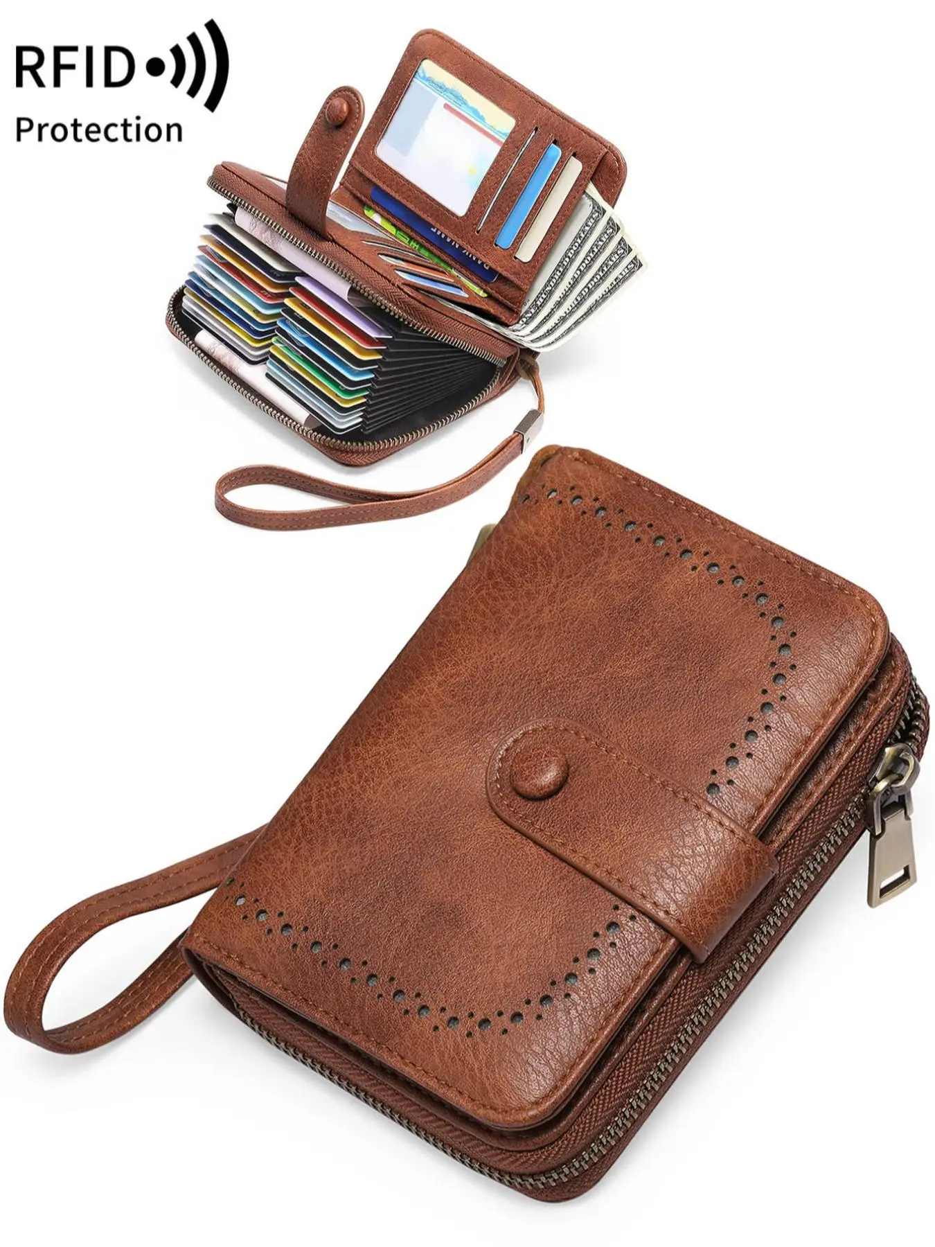 Women's Plain Zipper Short Wallet, 2025 New Style Rfid Protection Multi Card Slot Card Holder, Casual Trendy Versatile Daily Money Saving Wallets for