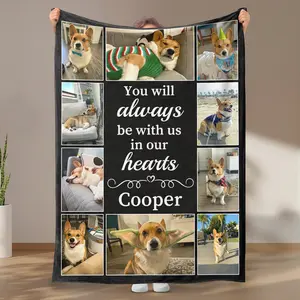 Personalized Dog & Cat Memorial Blanket Gift, Custom Pet Loss Photo Collage Throw, Sympathy Remembrance Gift for Pet Lovers