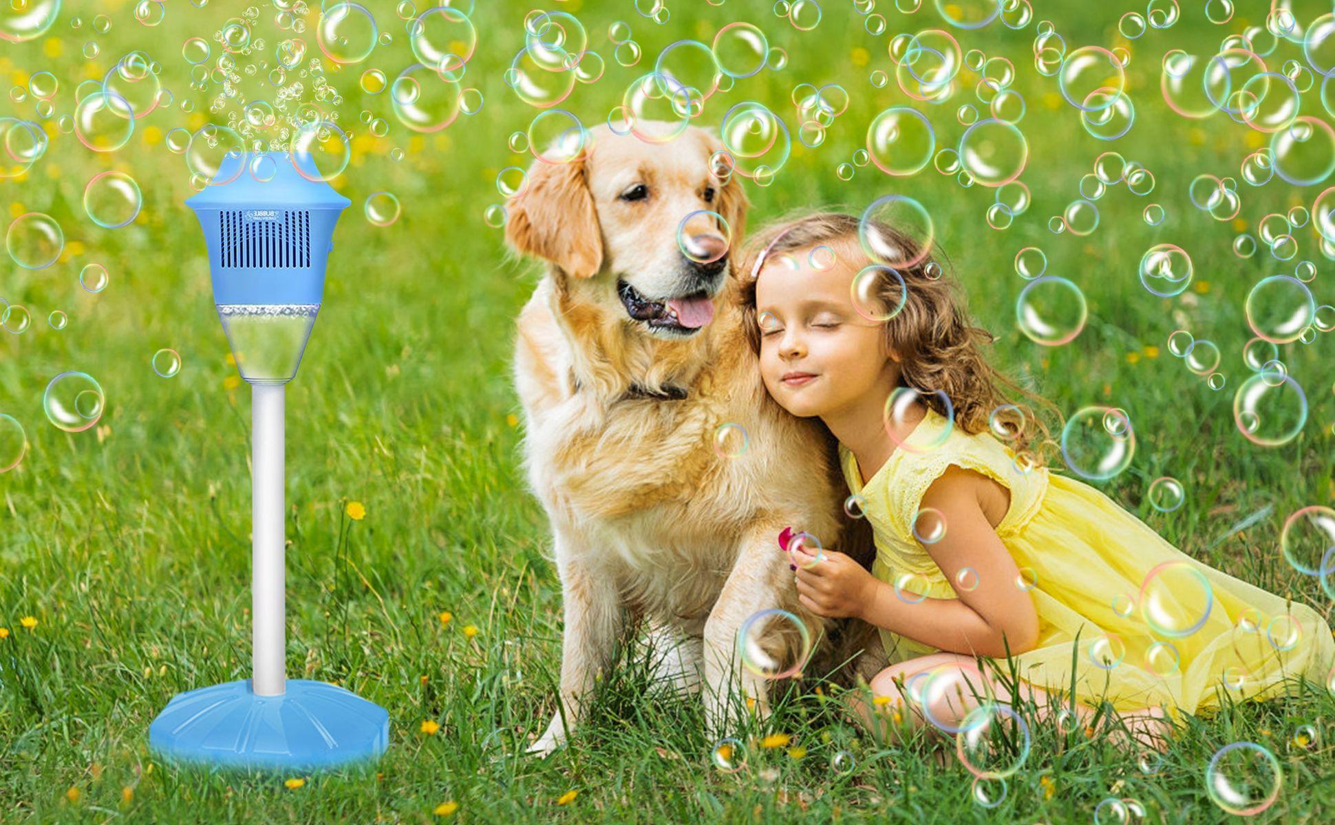 Automatic Handheld Bubble Machine for Kids, Bubble Maker Spring Summer Toys with Lights, Outdoor Rechargeable Blower Best Easter Gift for Children