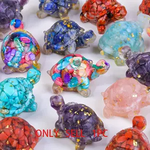 1pc Resin Turtle Figurine with Crystal, Desktop Decoration Gift, Unique Animal Statue for Office & Home Decor, Creative Resin Animal Sculptures