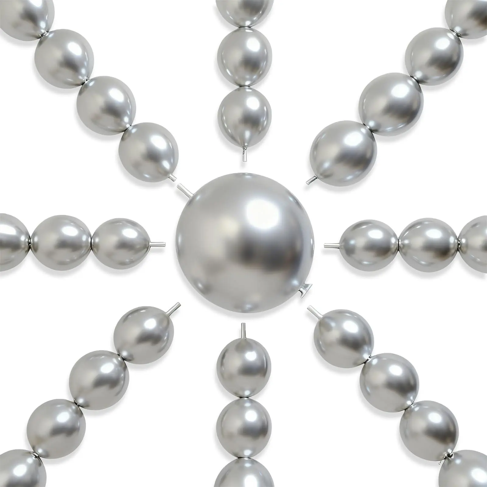 PartyWoo Metallic Silver Linking Balloons 100pcs 6 Inch Silver Link Balloons for Graduation Wedding Baby Shower Bachelorette Bridal Shower Engagement Birthday Party Decorations Silver-G102
