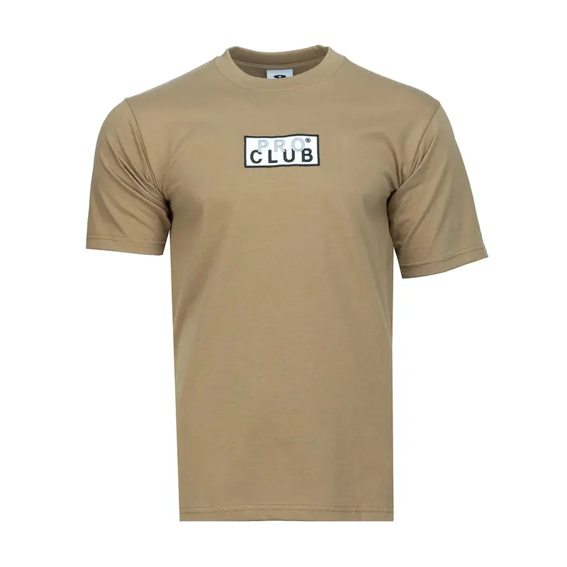 Pro Club Men's Oversized Heavyweight Ribbed Crew Neck Short-Sleeve Knit Cotton T-Shirt - Double Stitched, Embroidered Box Logo, Relaxed/Oversized-Ready Fit, Mensfashion Basic Top, All Seasons Casual Menswear (Cold Wash, No Dry Clean)
