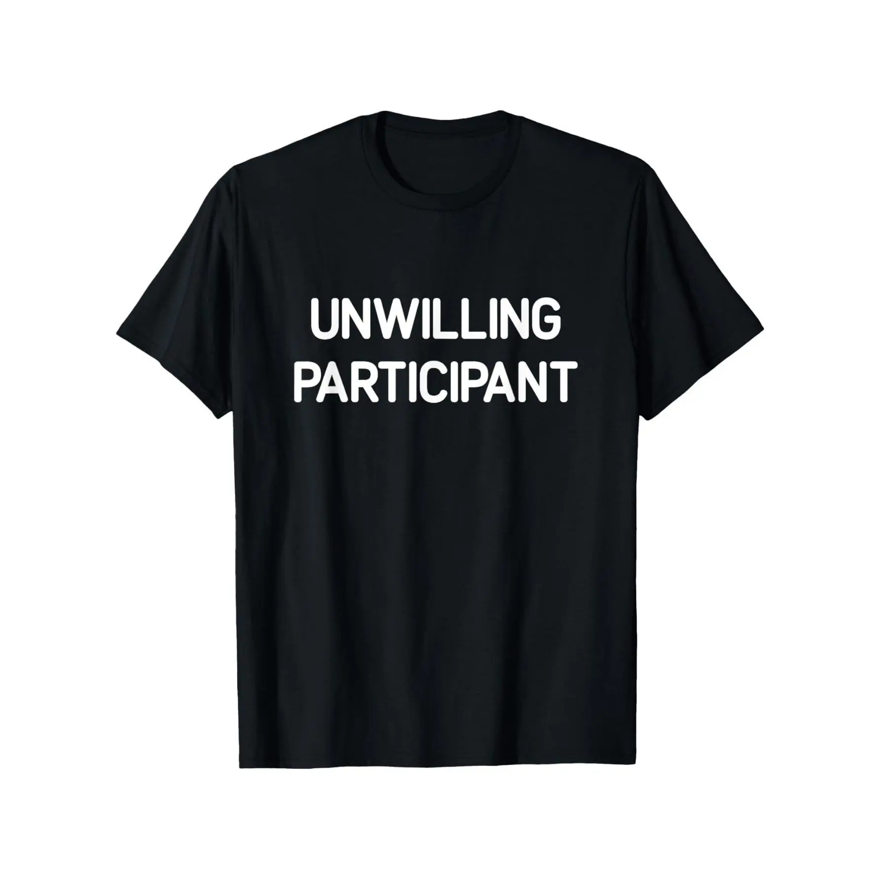 Men's 'Unwilling Participant' Printed T-Shirt, Casual Cotton-Polyamide Blend Short Sleeve Crew Neck Top, All-Season Regular Cut Stretch Menswear Adult Top