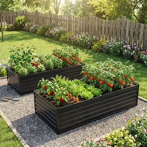 DOMISO 2 Pack Metal Raised Garden Bed, MostLoved Garden Bed, Galvanized Rustproof Colored Steel Planter Boxes for Vegetables