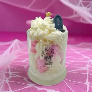 Boo-tiful Remains Spooky Season Candle with Amazing Scent of Marshmallow Pumpkin & Vanilla Unique Pink Skull Design Perfect for Halloween Decor Ornaments - Scented
