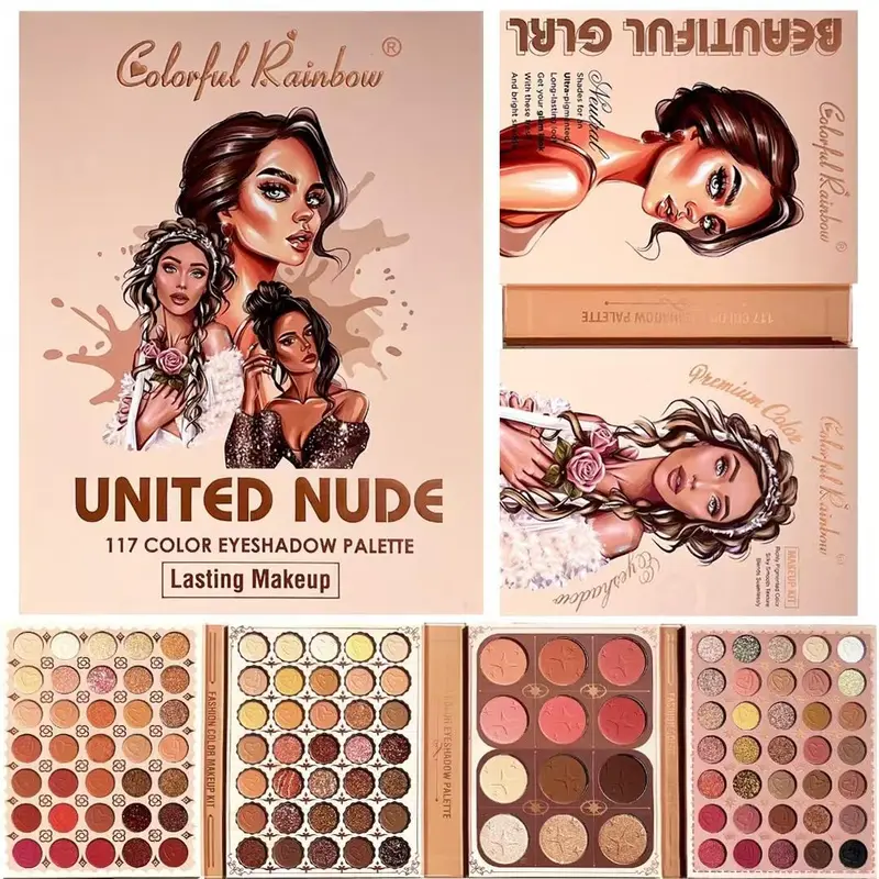United Nude 117 Colors Eyeshadow Palette with Matte Shimmer & Glitter Finishes Long Lasting Formula for Flawless Daily Bridal Glam Makeup Looks Ultimate All In One Palette for Every Beauty Enthusiast