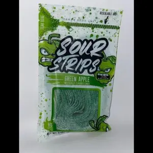 Sour Strips: Green Apple candy ** Apple Candy** Snack Sweet Bonbon Candies Fruit Roll Ups Tangy Artificial