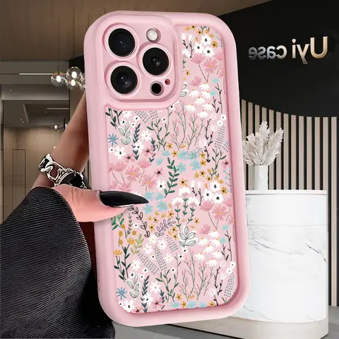 Pastel Flower Customized Full Body Protective Smartphone Cover - Shockproof Silicone TPU Bumper, Drop Protection Soft Casing, Handheld Handle Accessory for iPhone 17 Air,16 Pro Max,15 Plus,14 Plus,14,13,12,11,X,XS Devices
