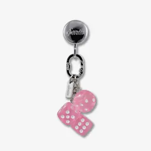 Adhesive Phone Hooks with Charms - Pink Dice