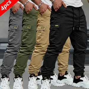 Men's 4 Pack Cargo Jogger Pants Stylish Retro Casual Four Season Style Versatile Workwear for Everyday Wear