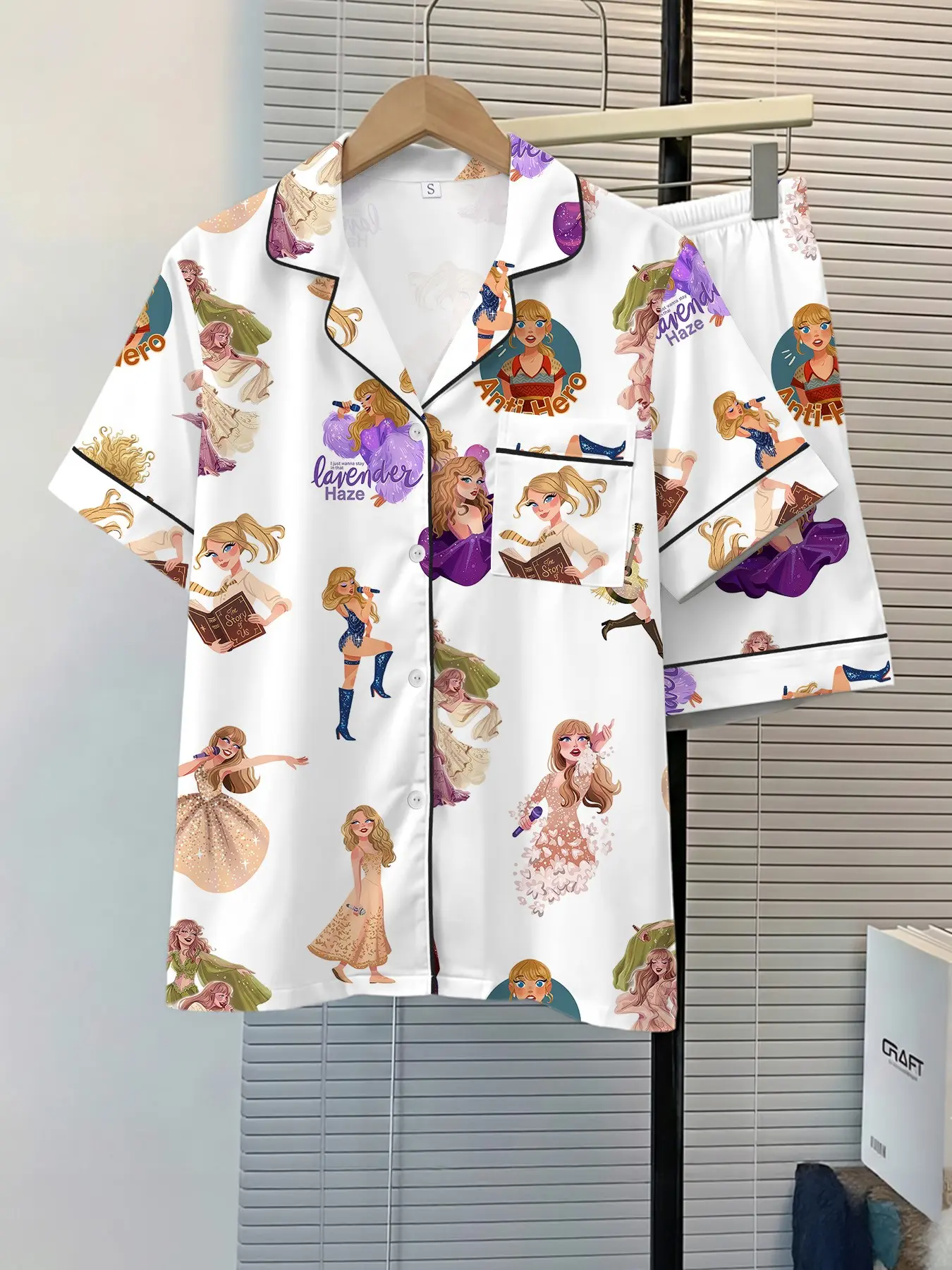 Women's Sleepwear 2-Piece Pajama Set, Star Singer Cartoon Pattern, Comfortable Night Home Wear, Fashion Soft Fabric, Casual Daily Use