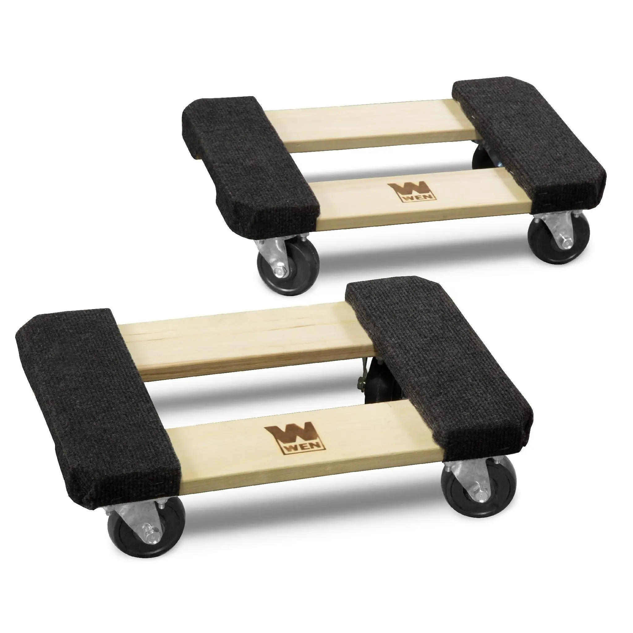 WEN 721218 Heavy Duty Furniture Dolly 2-Pack - 1320-Lb Capacity, 12x18-Inch Hardwood Furniture Lift Mover, 4-Wheeled Trollies with Swivel Wheels & Ball Bearings, Dollies