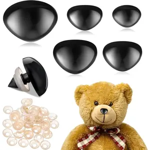 100 count Plastic  Safety Noses for Crochet  Noses with Washers 15 mm, 18 mm, 22, 24, 30, for Craft Doll Puppet Plush Bear Accessories(Black)