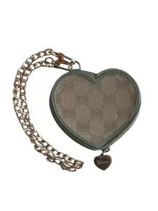 Pre-owned GUCCI Canvas Small Leather Goods Heart Coin Pouch