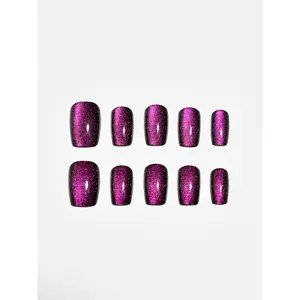 Aura Nails Amethyst Spark Squoval Press-On Nails - 10 Pc Set