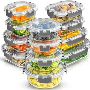 24pc Borosilicate Glass Storage Containers with Lids | 12 Airtight/Freezer Safe Food Storage Containers for Pantry and Kitchen | Meal Prep Container for Lunch
